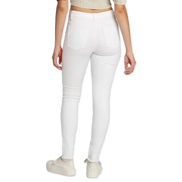 EUC White High-Rise Distressed Skinny Jeans - Womens Juniors Size 18 (34 Waist) - Picture 2 of 3
